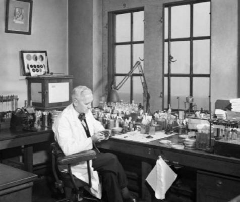 Fleming at work in his Lab