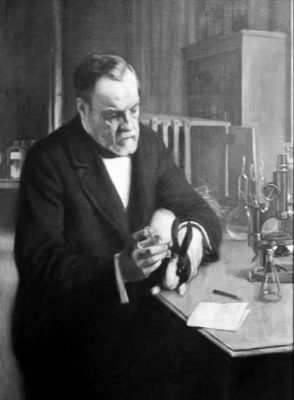 Pasteur experimenting on rabbit